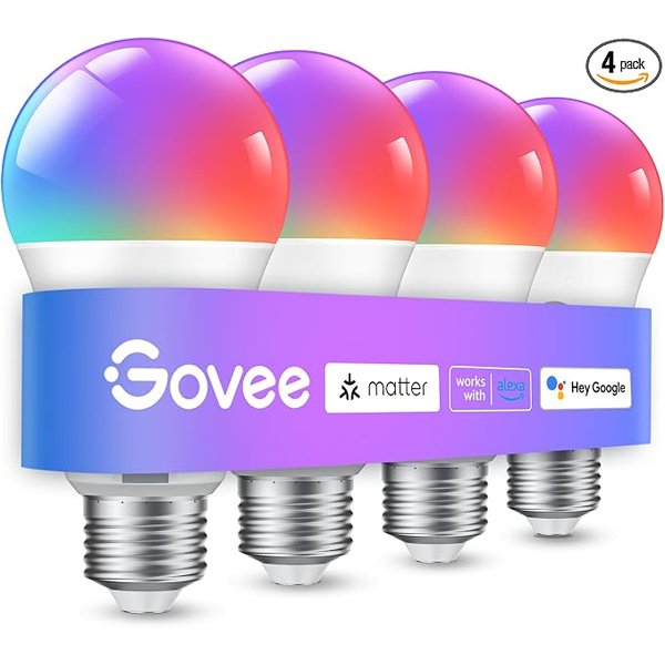 Govee smart light bulbs A19 color changing four-pack