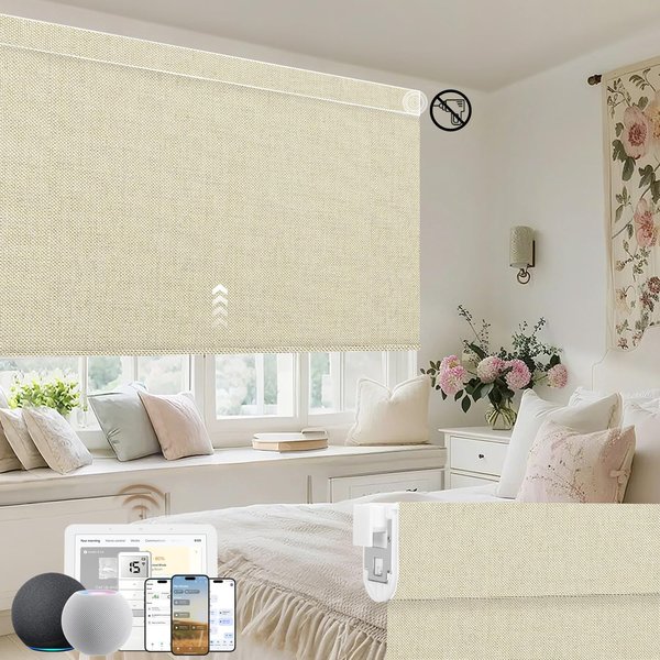 Kincmo no-drill motorized blackout roller shade for renters