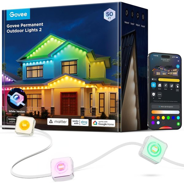 Govee Permanent Outdoor Lights 2, 50ft RGBIC kit