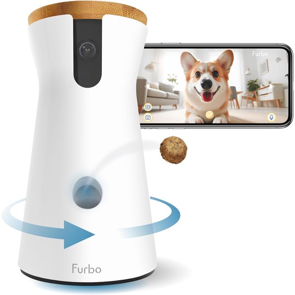 Furbo 360 degree dog camera with treat tossing and rotating view