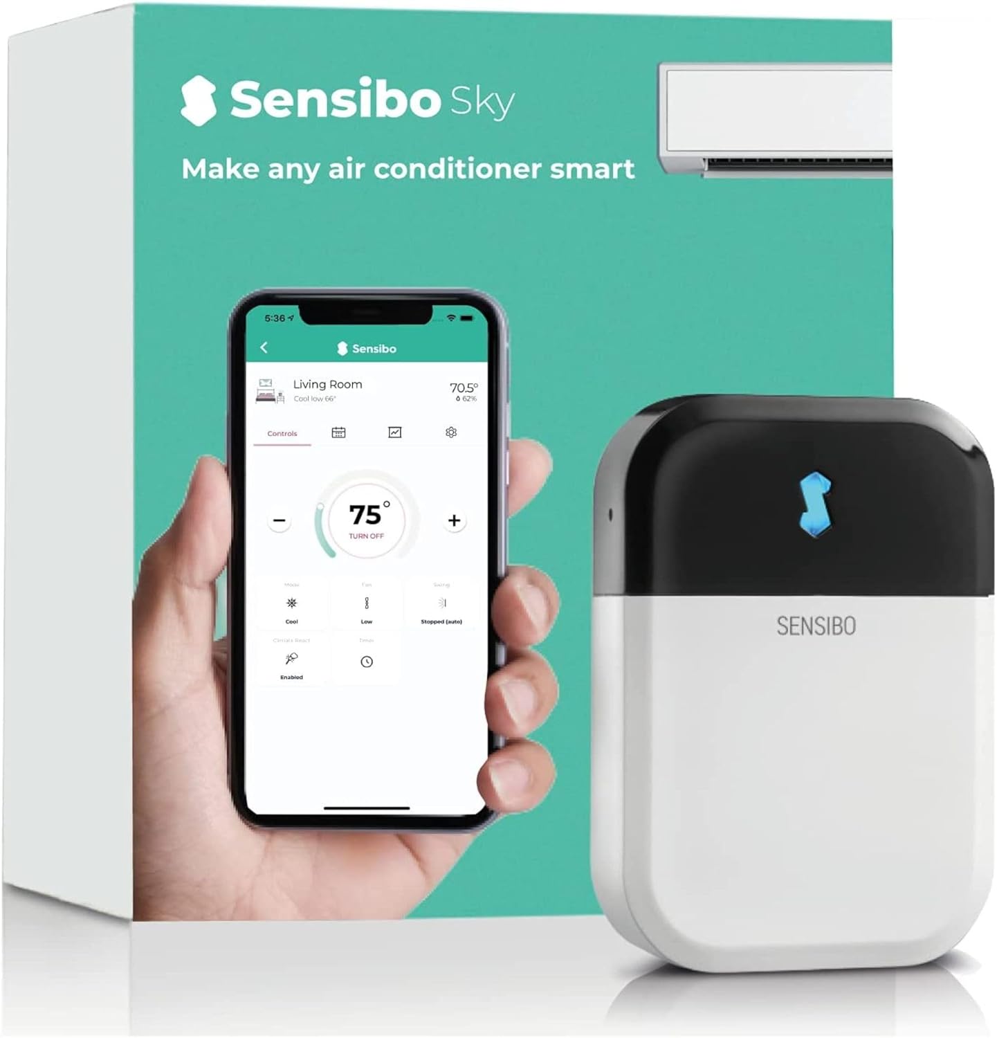 Sensibo Sky smart wireless air conditioner controller in white