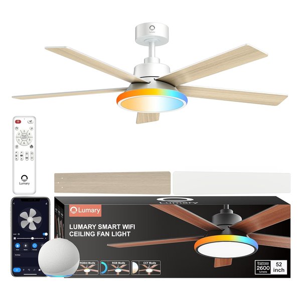 Lumary 52-inch smart ceiling fan with RGBAI colorful LED light