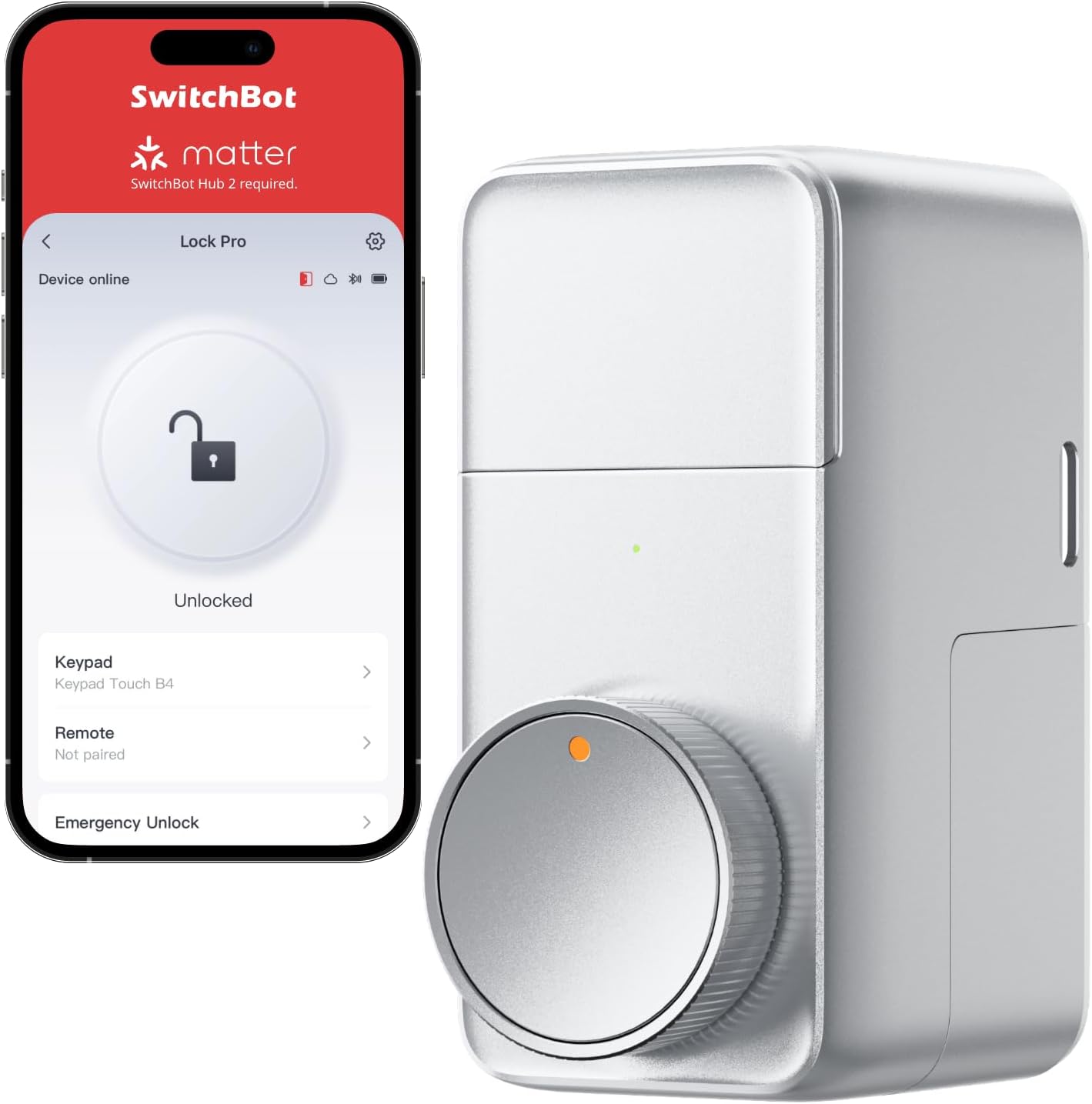 SwitchBot Smart Lock Pro in silver, a no-drill retrofit smart lock with app