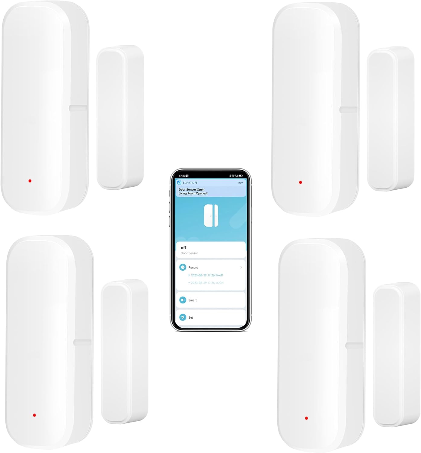 WiFi Door Sensor Tuya Smart no hub required 4-pack contact sensors