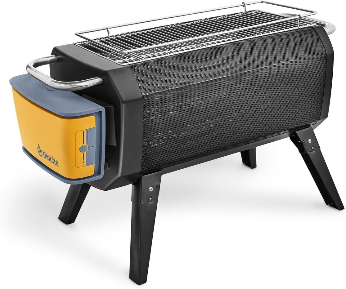 BioLite FirePit Outdoor Smokeless Wood and Charcoal Burning Fire Pit and Grill with Bluetooth app control