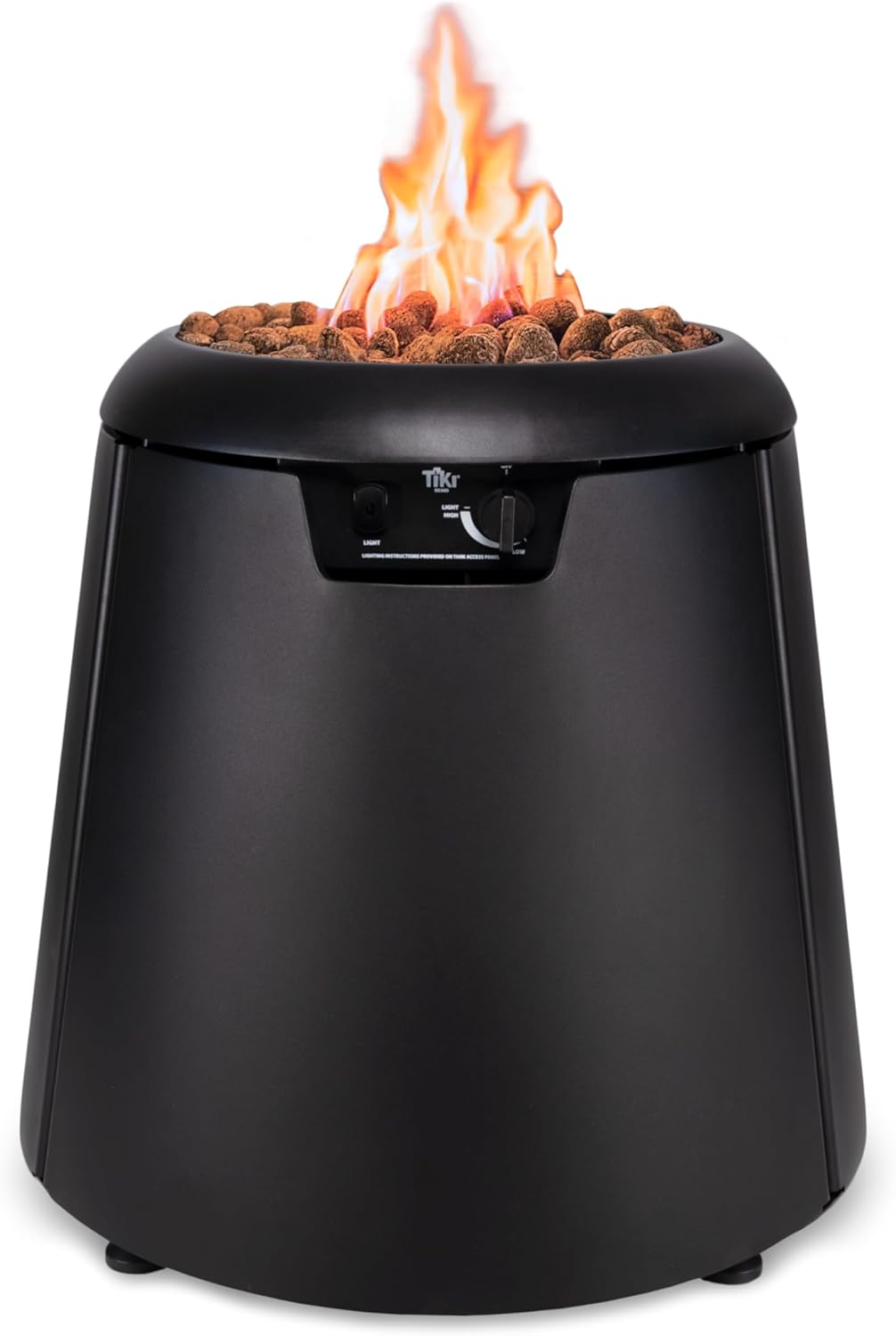 TIKI 28.5-inch Customizable Propane Fire Pit 40000 BTU outdoor gas fire pit with lava rocks and burner cover