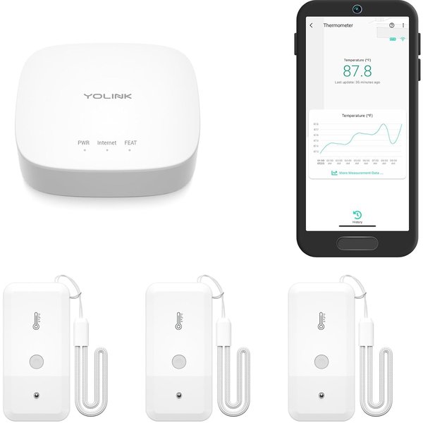 YoLink temperature sensor kit with three sensors and hub