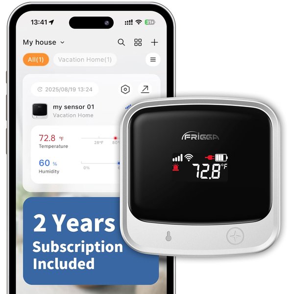 Frigga 4G cellular temperature and humidity monitor with app