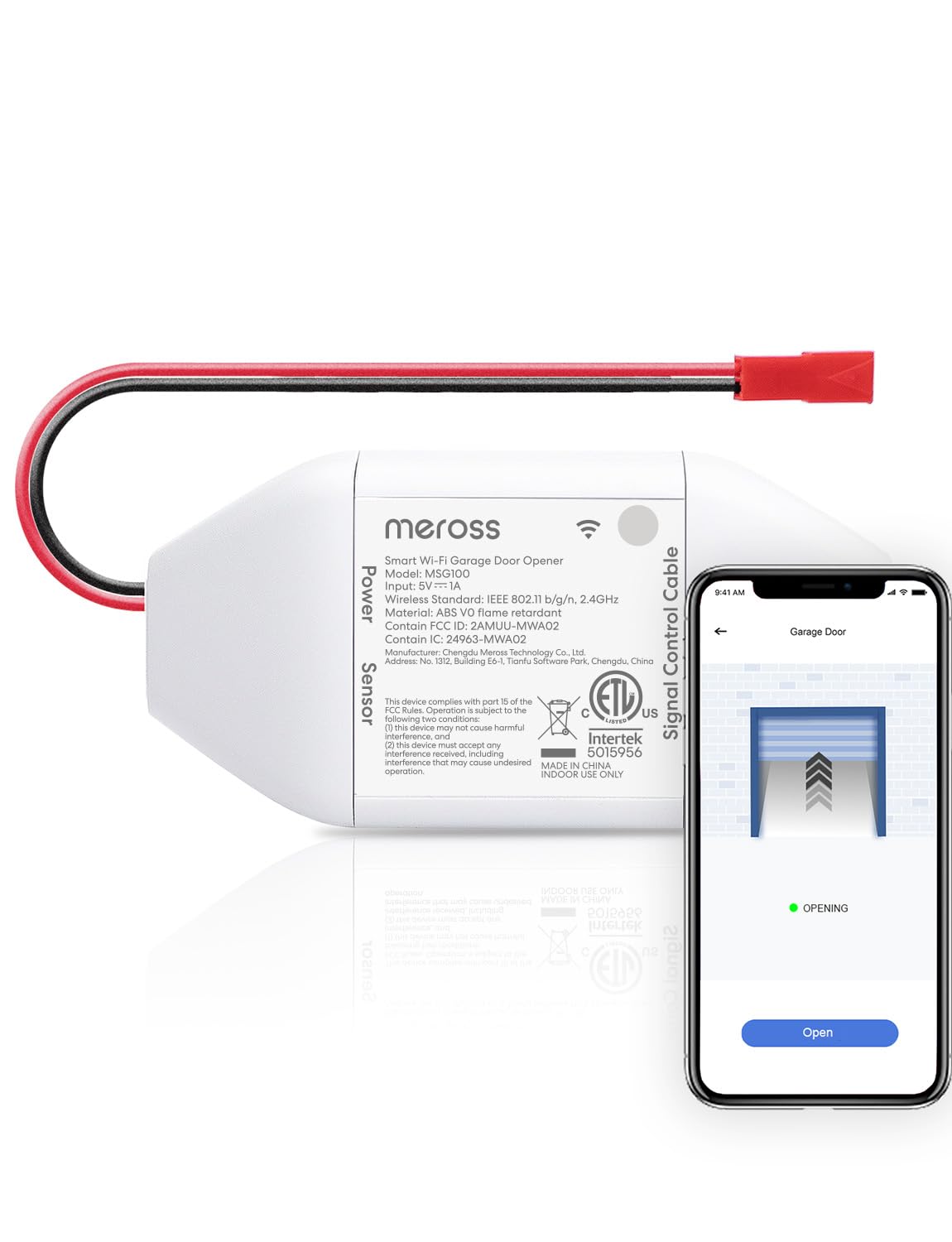 meross Smart WiFi Garage Door Opener MSG100 remote with app control, works with Alexa and Google Assistant