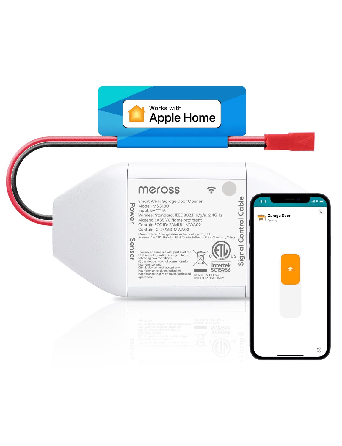 meross Smart Garage Door Opener compatible with Apple HomeKit, Siri, CarPlay, Alexa and Google