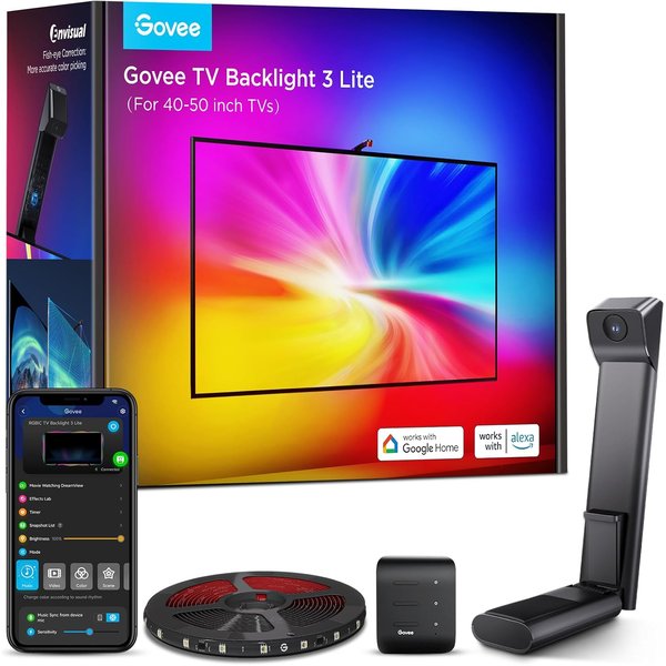 Govee TV Backlight 3 Lite LED strip with camera for 40 to 50 inch TVs