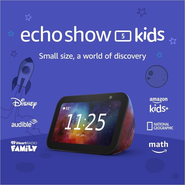 Amazon Echo Show 5 Kids smart display with galaxy design