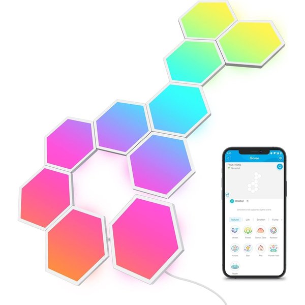 Govee Glide Hexa RGBIC hexagon LED wall light panels with app