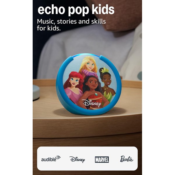 Amazon Echo Pop Kids smart speaker with Disney Princess design