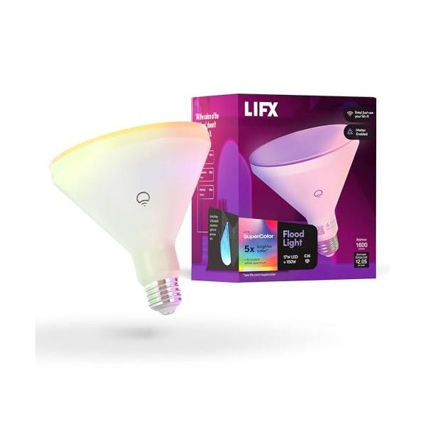 LIFX Color PAR38 Smart LED outdoor flood bulb for standard outdoor fixtures