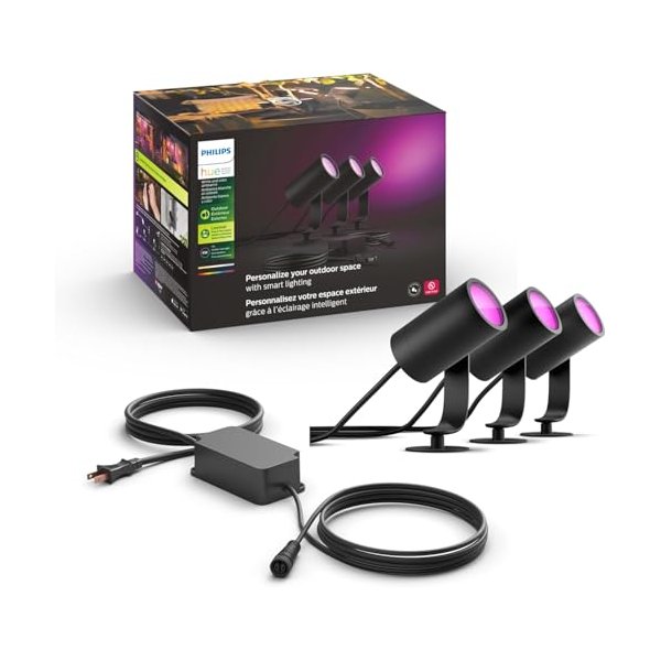 Philips Hue Lily Spot Light 3-Pack outdoor landscape lighting base kit