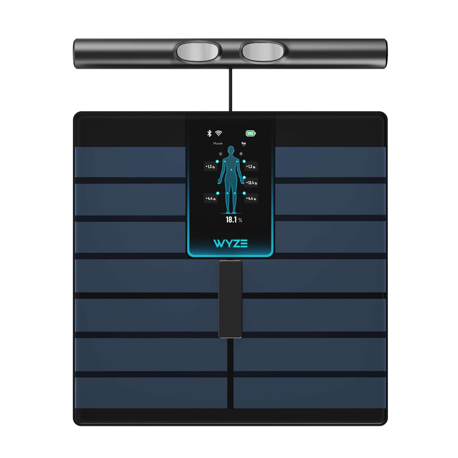 Wyze Smart Scale Ultra BodyScan with handle showing a segmental body composition diagram