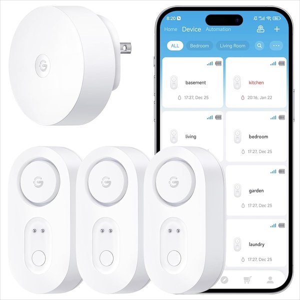 GoveeLife Upgraded Smart Water Leak Detector 1s 3-Pack