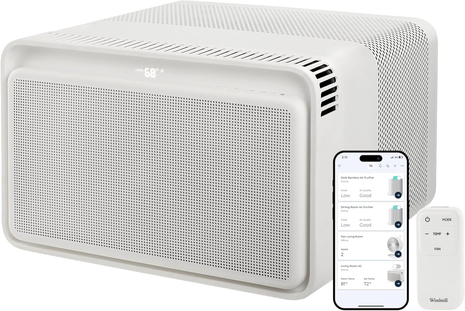 Windmill 6,000 BTU smart window air conditioner with sleek modern design and top-vent airflow