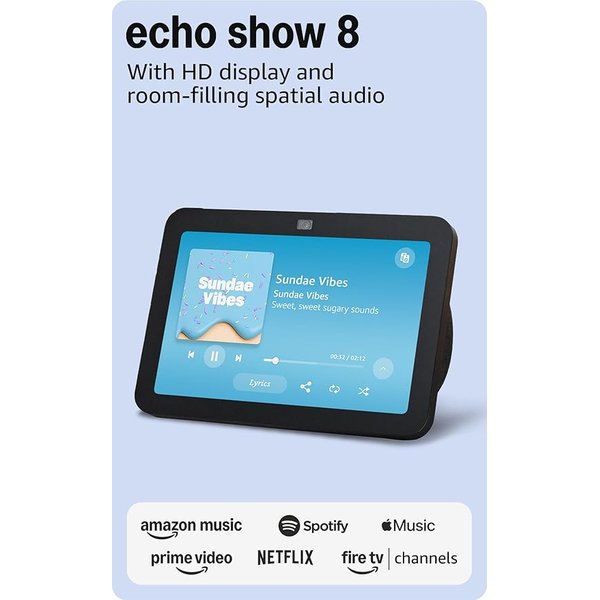 Amazon Echo Show 8 smart display with HD touchscreen for kitchen
